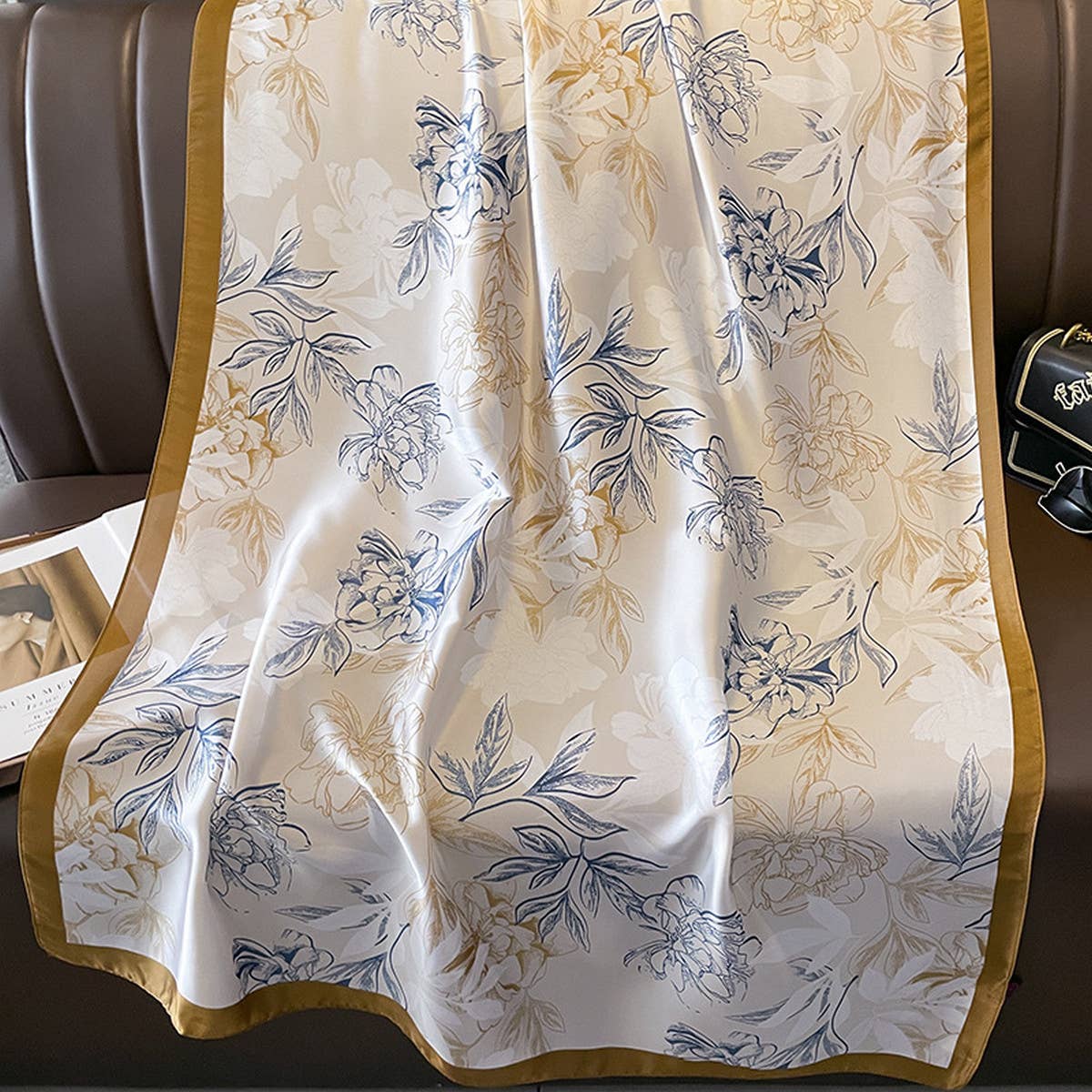 Lightweight Satin Square Scarf for Sun & Travel Wr