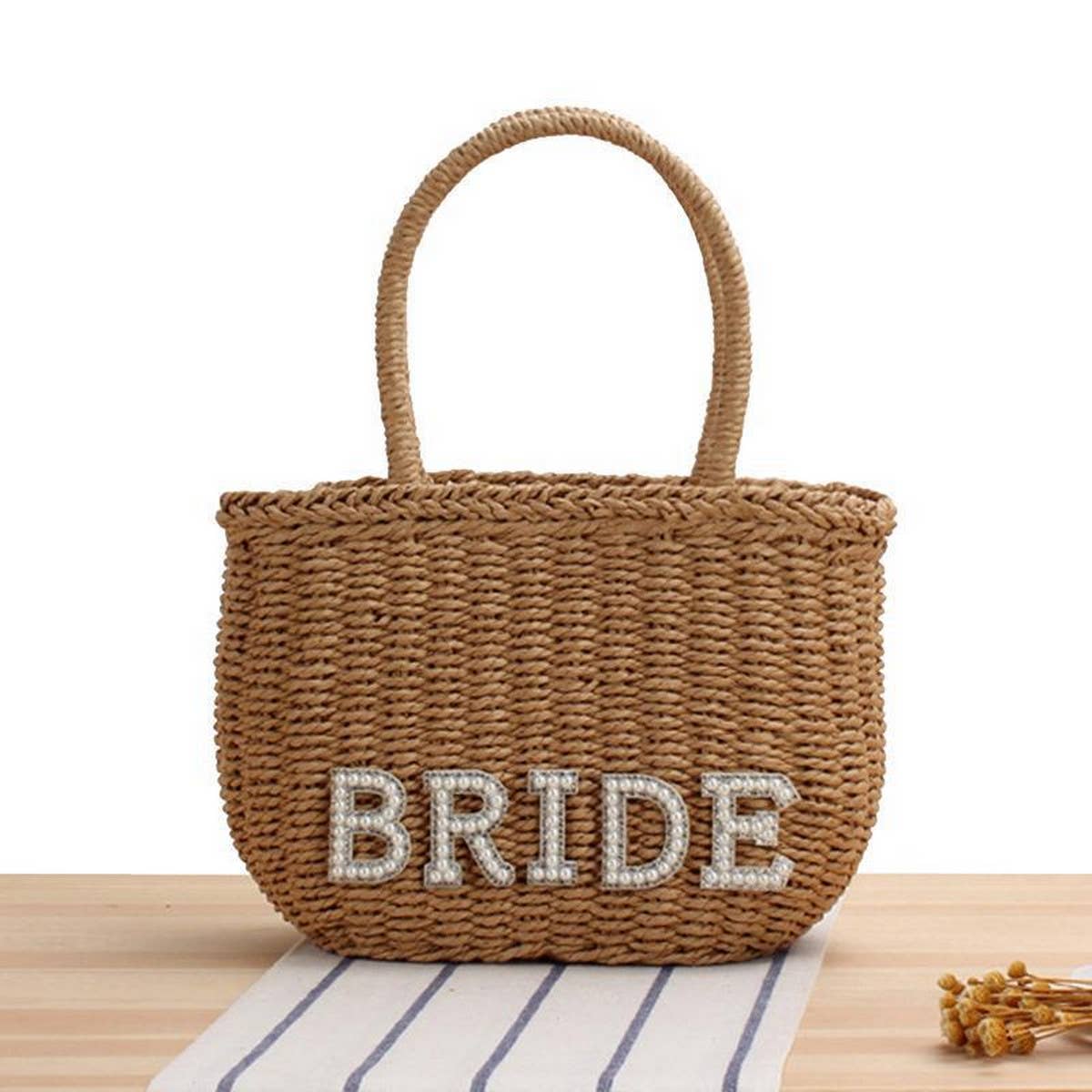 FOREST STYLE LITERARY LETTER PORTABLE STRAW BAG_CWAB2113