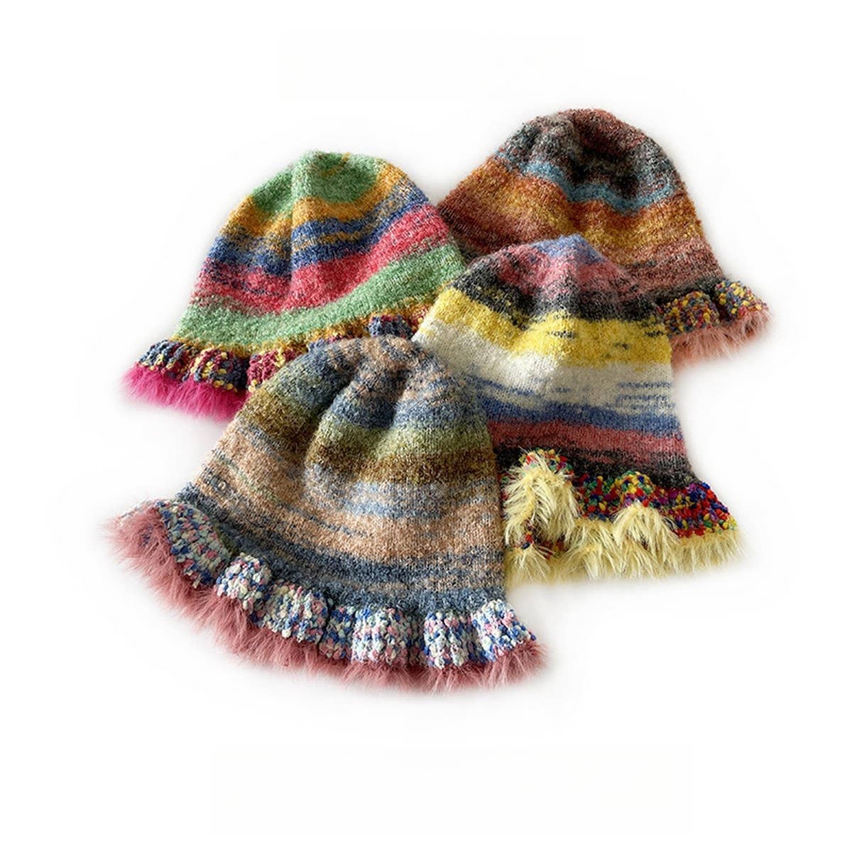 CHILDREN'S COLORFUL GRADIENT STRIPED KNITTED HAT_CWAH2058
