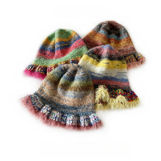 CHILDREN'S COLORFUL GRADIENT STRIPED KNITTED HAT_CWAH2058