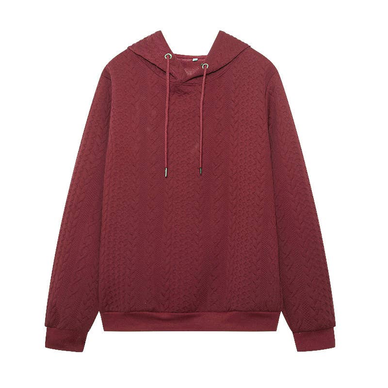JACQUARD HOODIE LACE-UP LONG-SLEEVED LOOSE HOODIE