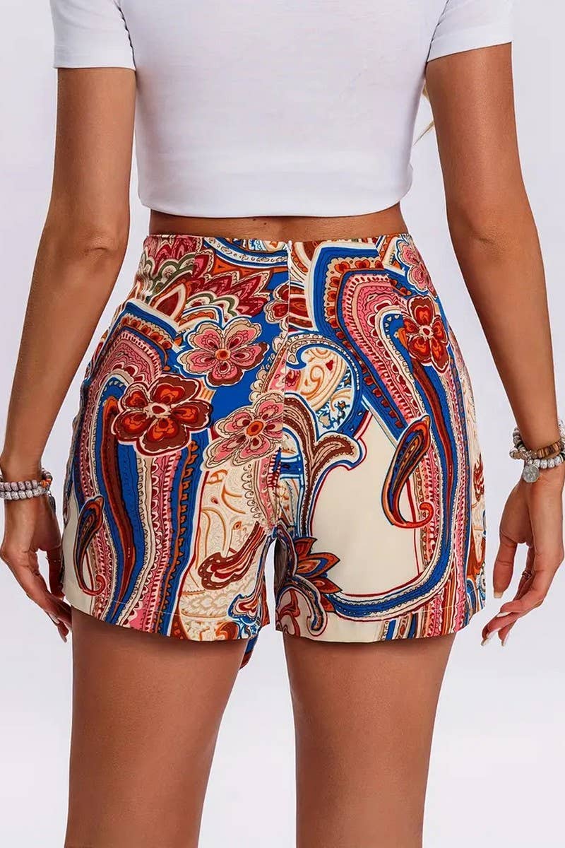 CWBSS0488_BOHEMIAN PRINTED HIGH WAIST SHORTS