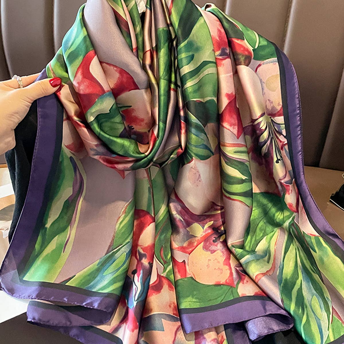 Satin Thin Scarf Shawl for Beach & Neck Wrap