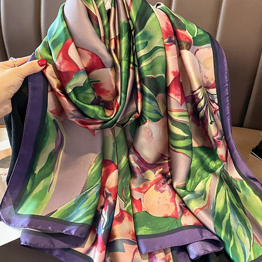 Satin Thin Scarf Shawl for Beach & Neck Wrap