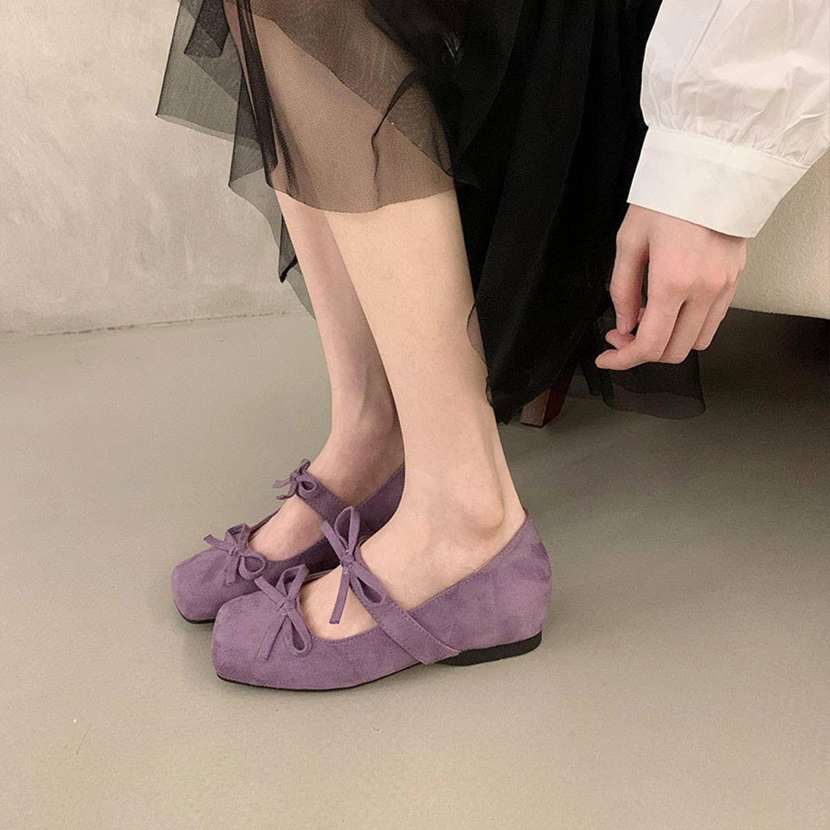 Pink Ballet Flats with Bow, Platform Mary Jane_CWSHF0147