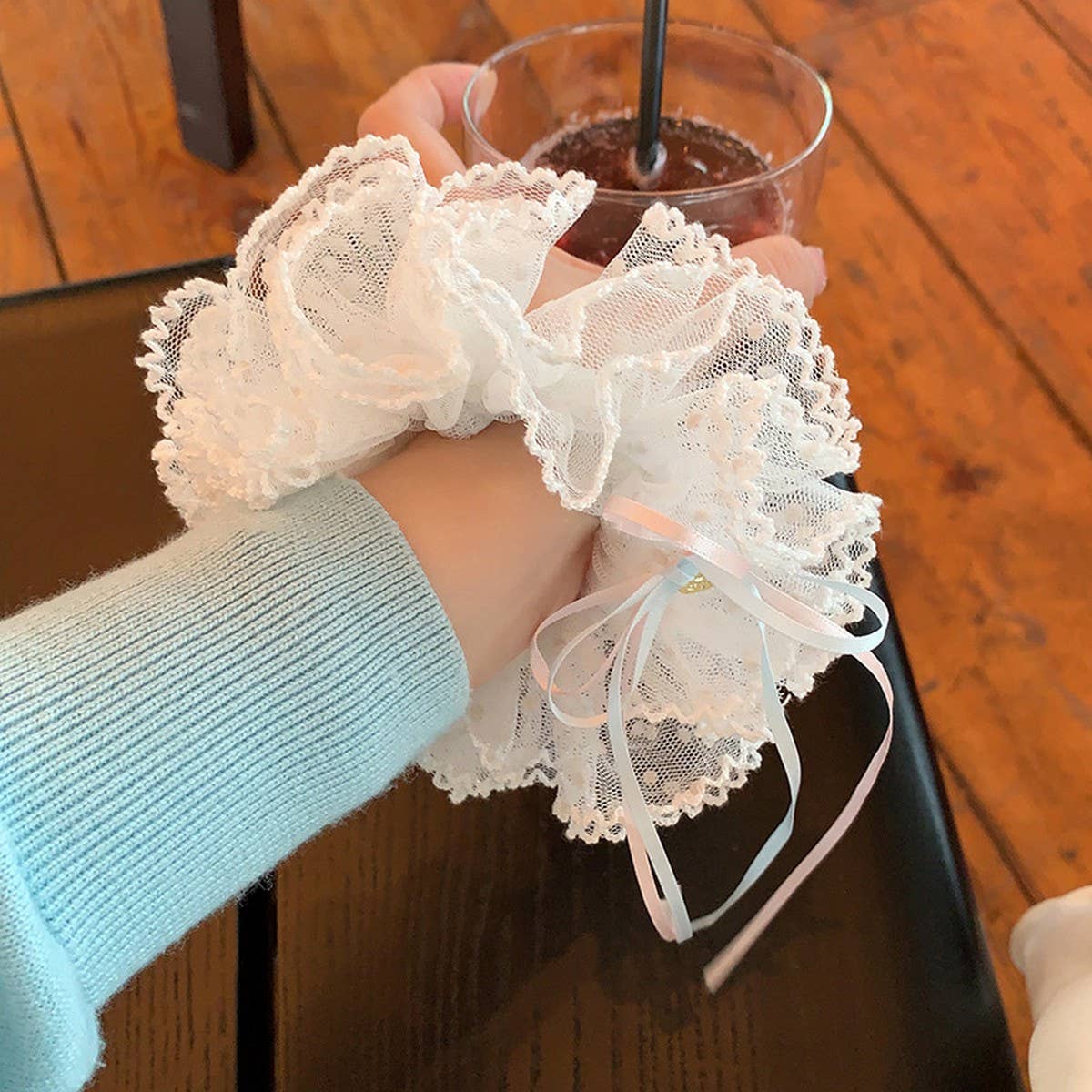 Sweet Tulle Lace Bow Scrunchie Hair Tie