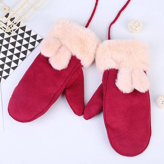 WINTER CUTE BUNNY EARS WARM FLANNEL GLOVES_CWAG0269