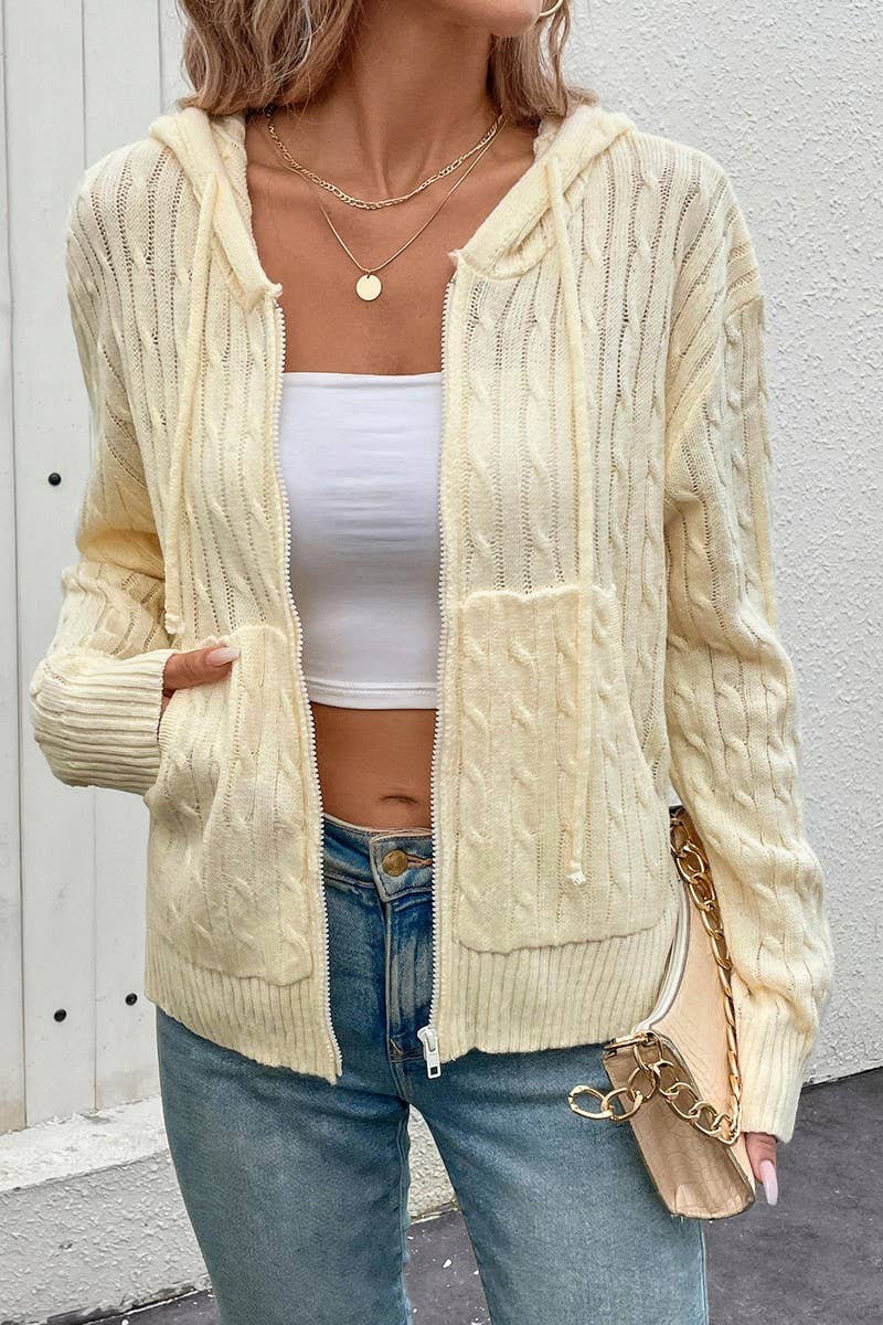 CWOCAL2254_WOMEN'S HOODED KNITTED SOLID COLOR CARDIGAN