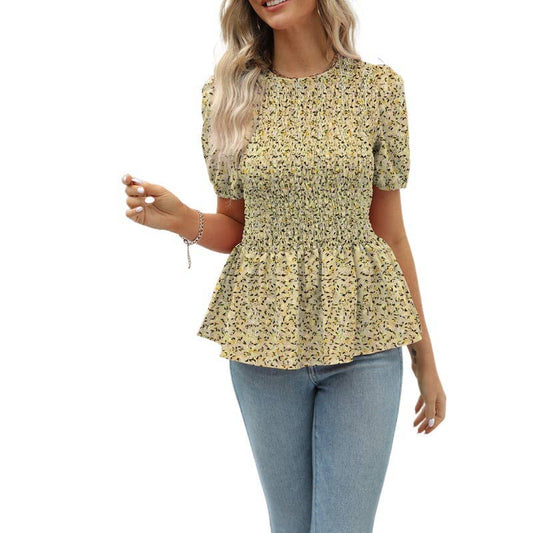 SHORT SLEEVE SHIRT WITH SHREDDED FLOWER BOUQUET