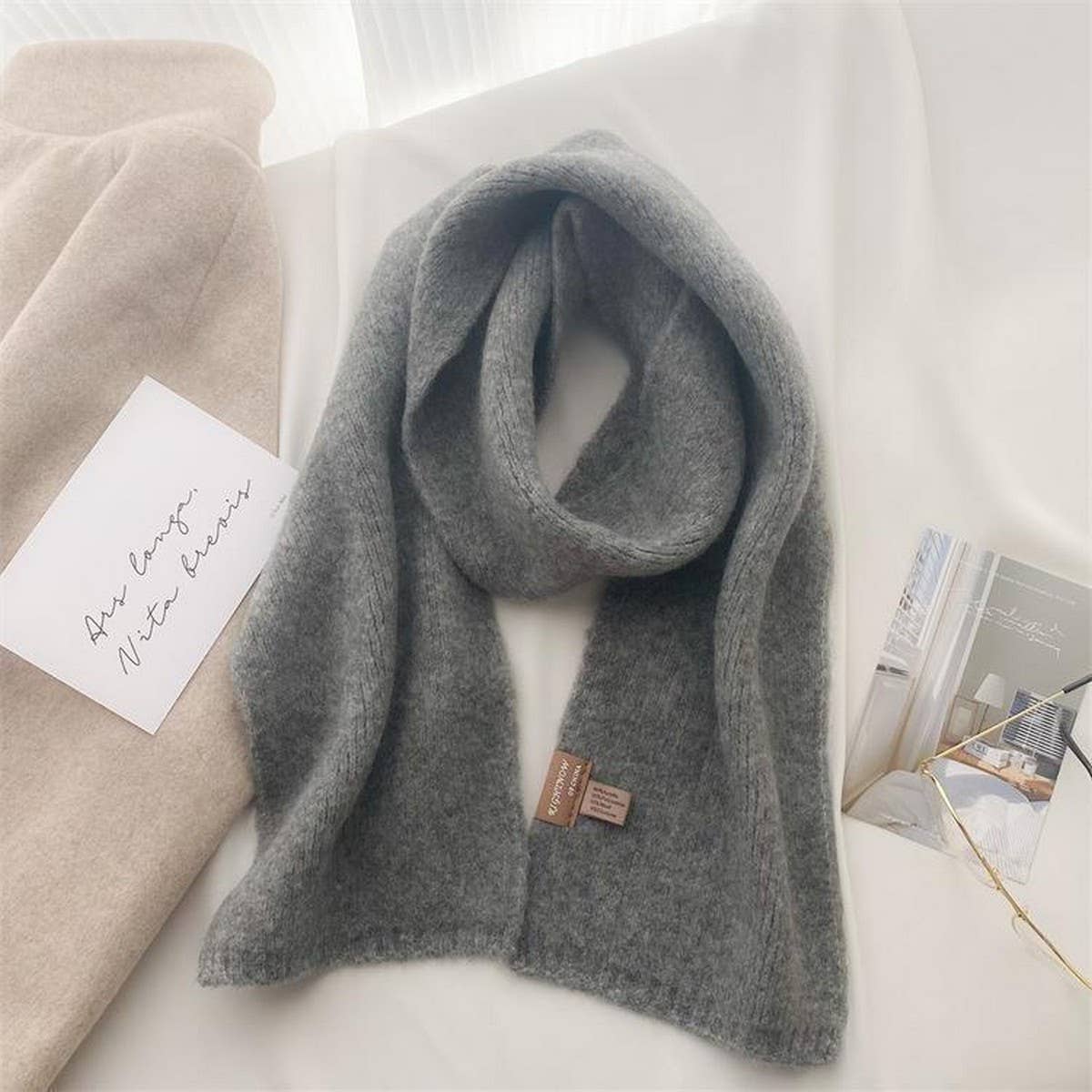 Soft Knit Neck Scarf - Faux Cashmere Winter Wrap_CWASC1260