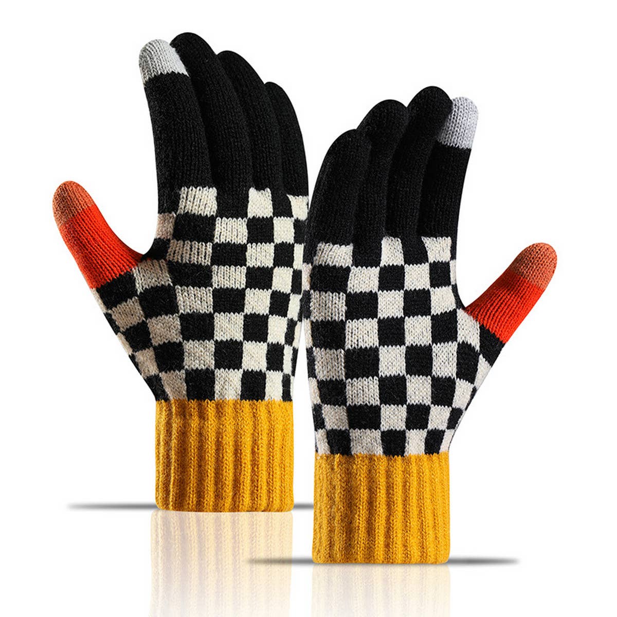 WARM AND WINDPROOF THICK STRIPED KNITTED GLOVES_CWAG0035
