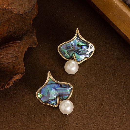 SWEET HEART ABALONE PEARL PENDANT EARRINGS