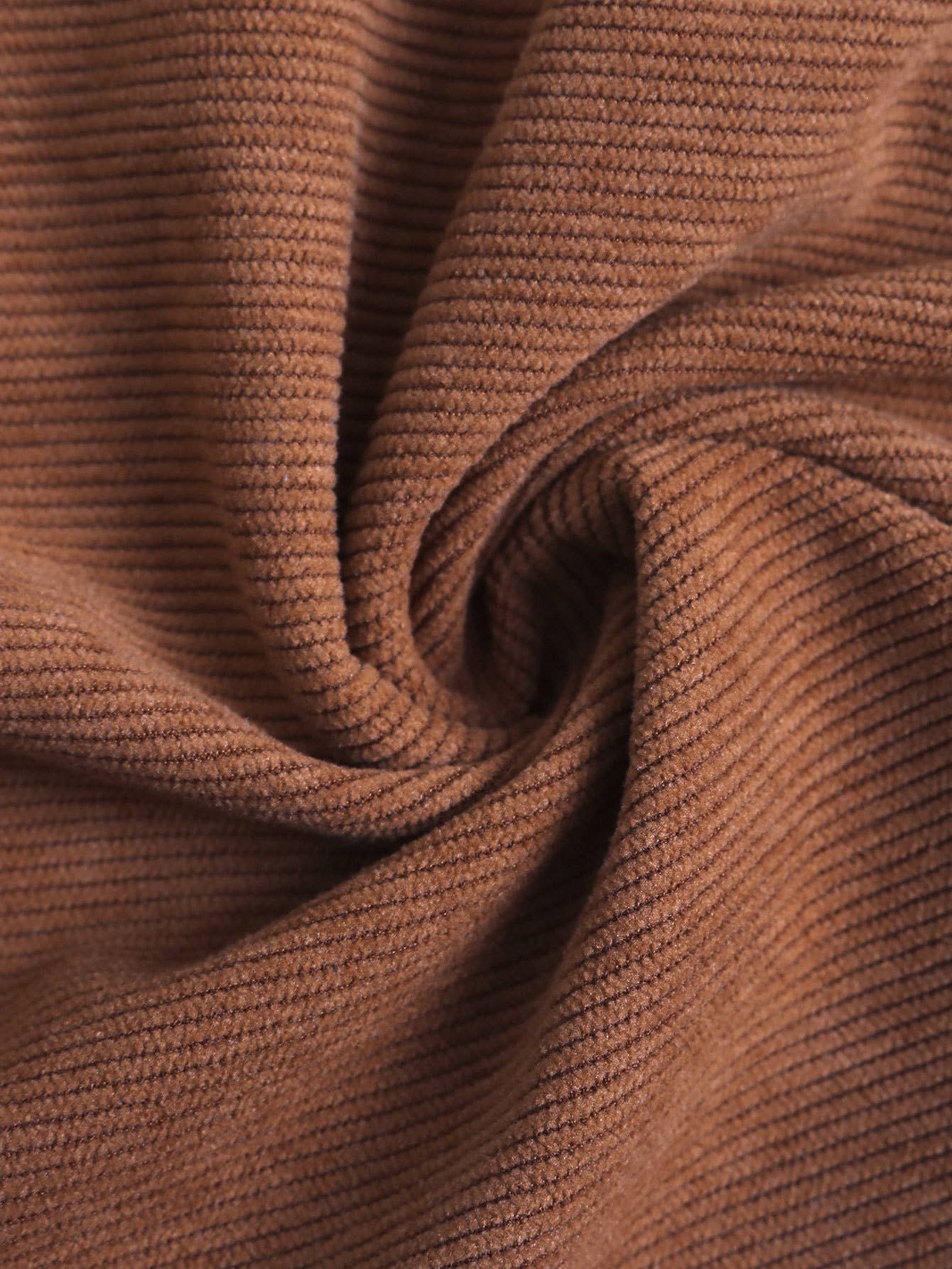 Lapel and lace corduroy shirt dress