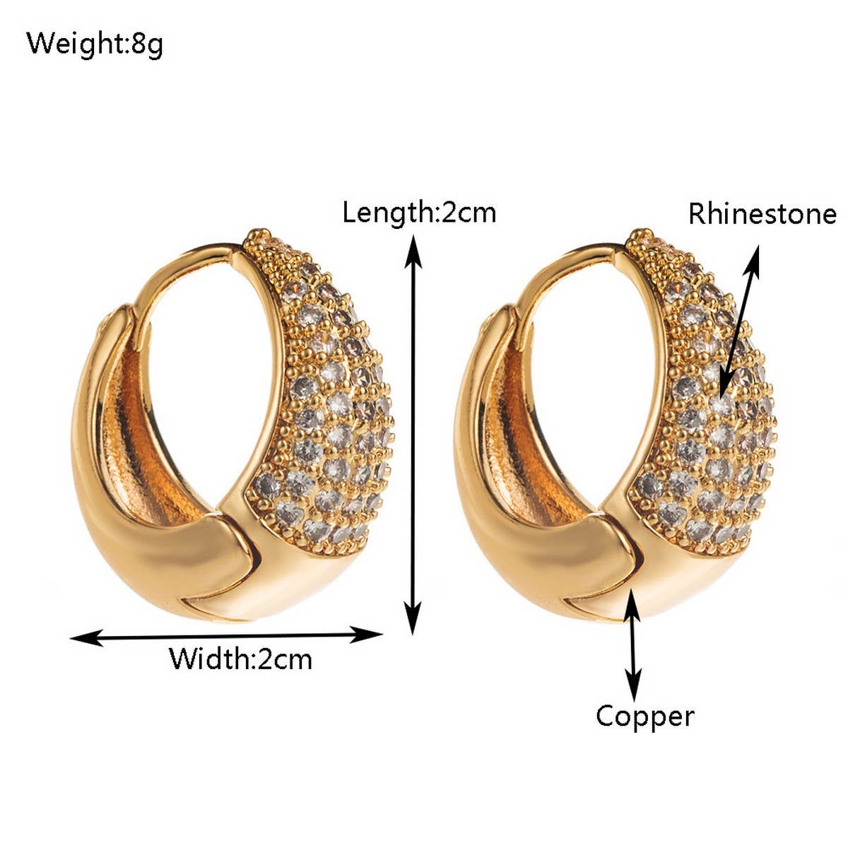 18K Gold Geometric Hoop Earrings for Women_CWMM8512