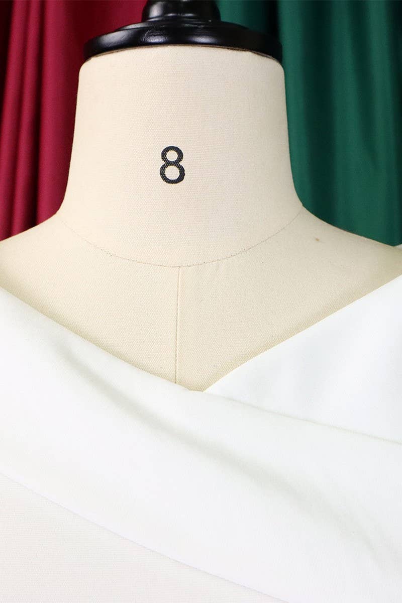 CWDSD3595_PLUS SIZE V-NECK WAIST MIDI DRESS