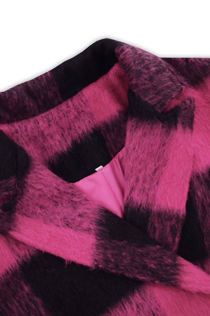 CWOCO0939_PLAID DOUBLE-SIDED SUIT COLLAR WOOLEN LONG COAT