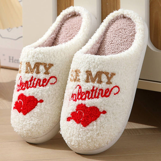 VALENTINE'S DAY LOVE COTTON FUZZY SLIPPERS WOMEN
