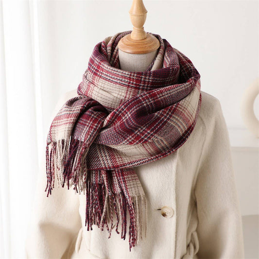 Artistic Plaid Tassel Scarf for Fall and Winter_CWASC2762