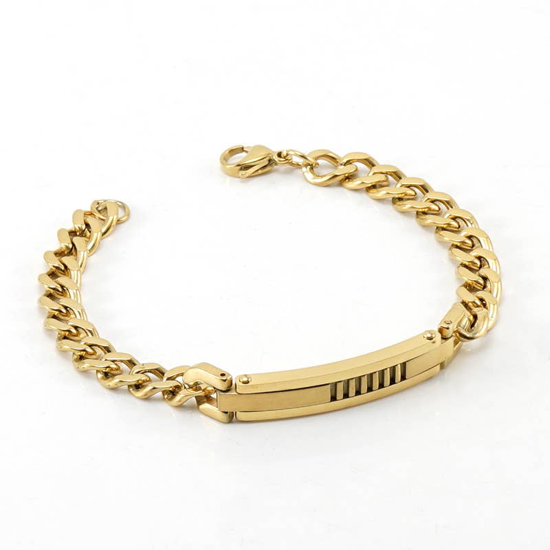 18K FASHION SIMPLE TITANIUM STEEL CUBAN CHAIN BRACELET