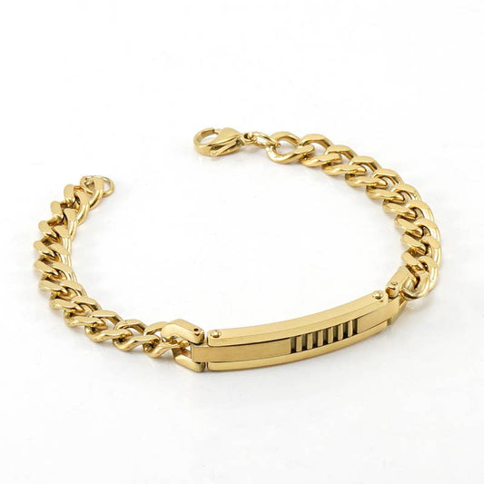 18K FASHION SIMPLE TITANIUM STEEL CUBAN CHAIN BRACELET