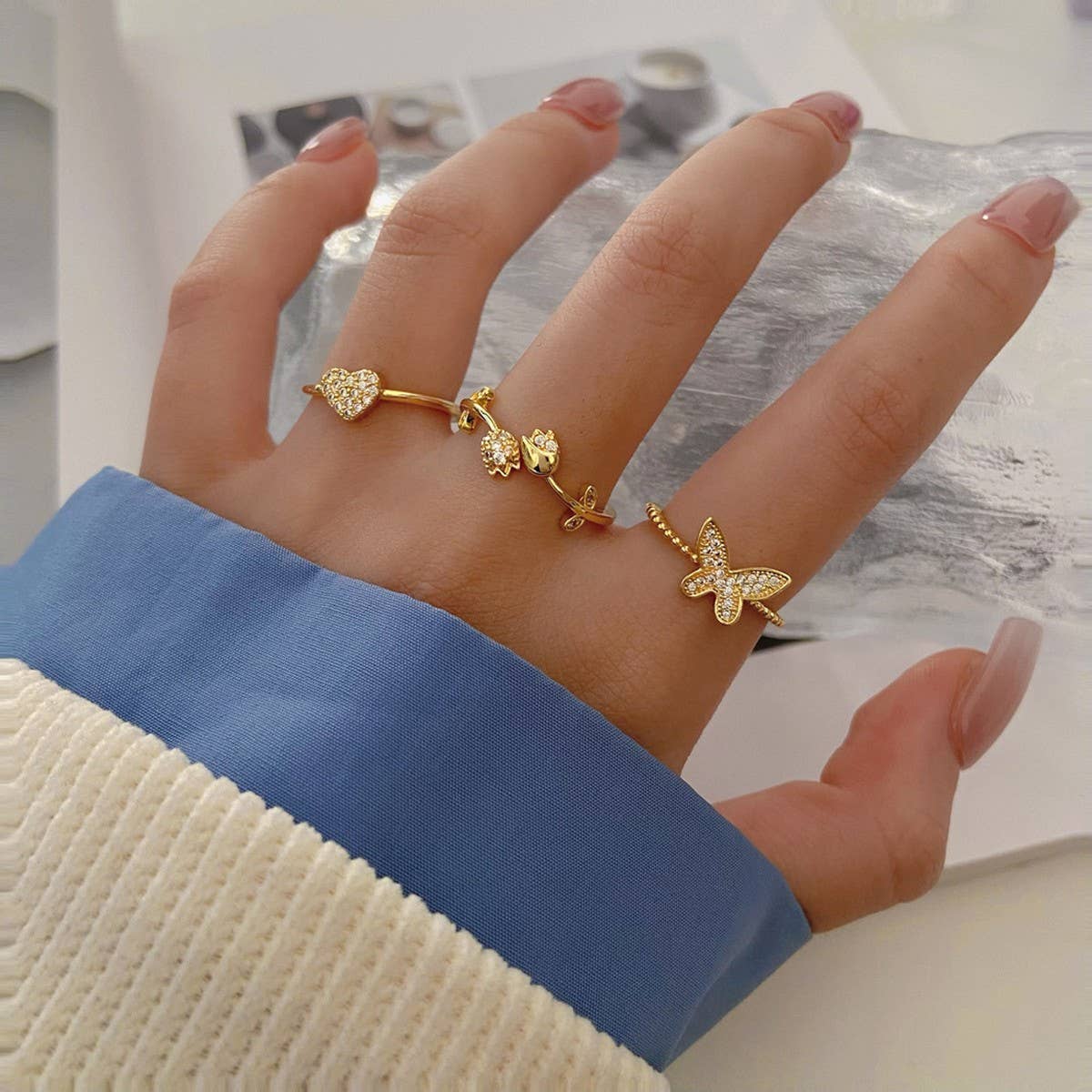 SUPER SHINY ZIRCON BUTTERFLY LOVE RING FOR WOMEN