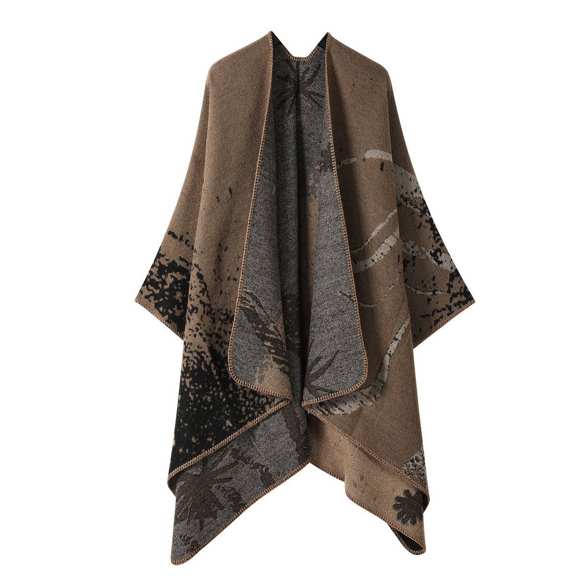 PLAIN ALL-MATCH SHAWL KNITTED CAPE SCARF_CWASC2181