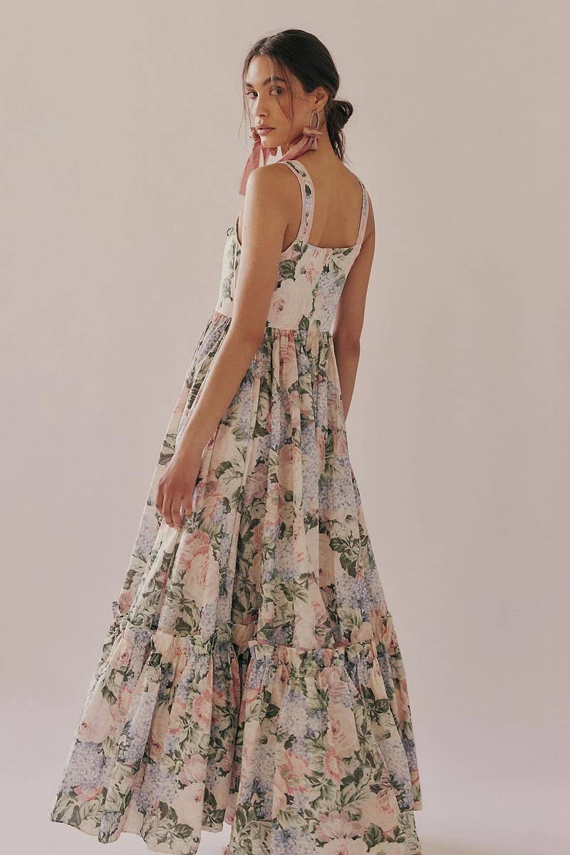 CWDHL1092_SUMMER PLEATED FLORAL SLING BOHEMIAN DRESS