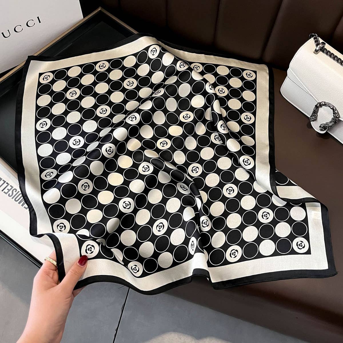 Silk Square Scarf ? 100% Mulberry, Chic Hair Tie