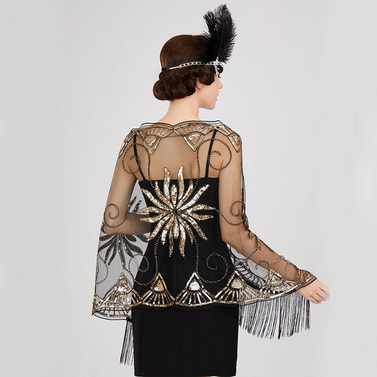 Beaded Sequin Midi Shawl ??Vintage Evening Cover_CWMM8956