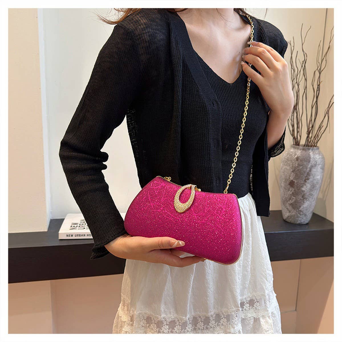 SHOULDER EVENING BAG CHAIN  SQUARE BAG CLUTCH BAG_CWAB3253