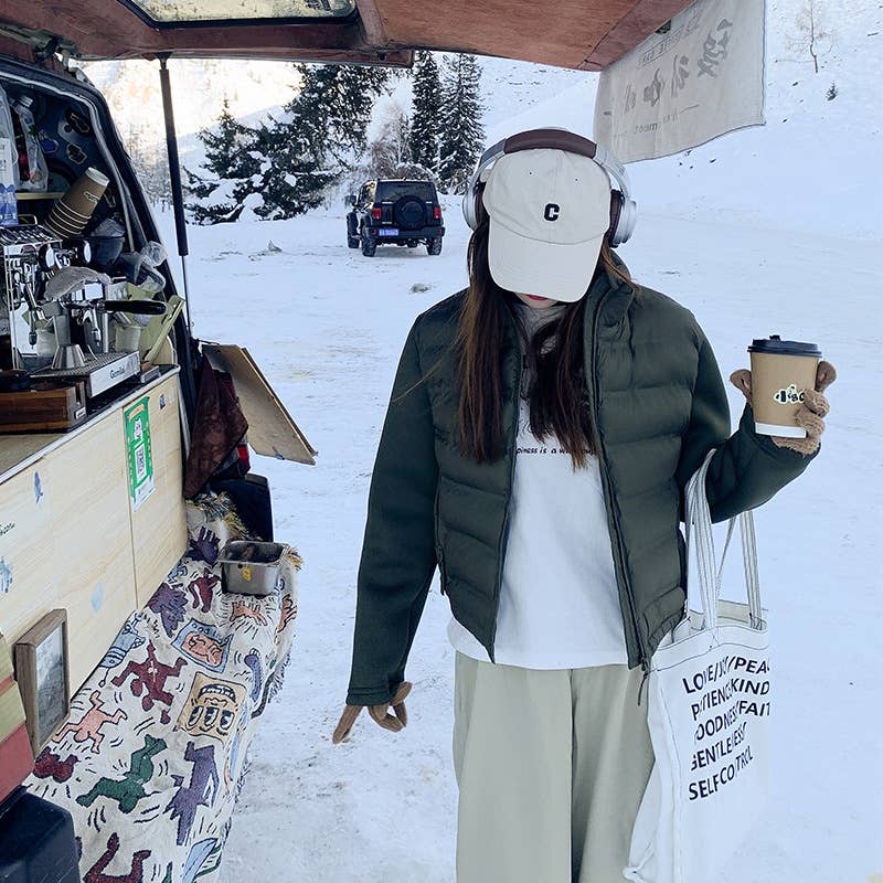 Slim short cotton jacket patchwork jacket