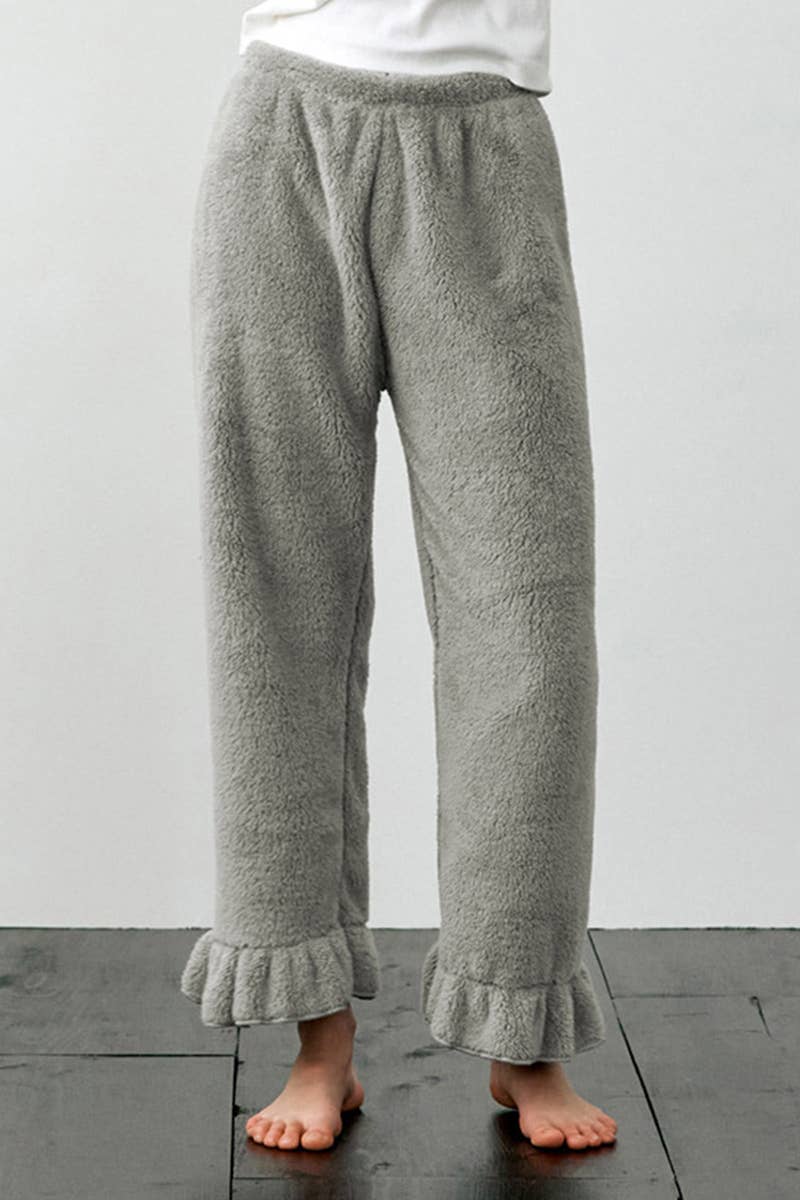 ELASTICATED PAJAMA PANTS WITH FLOUNDERED FEET