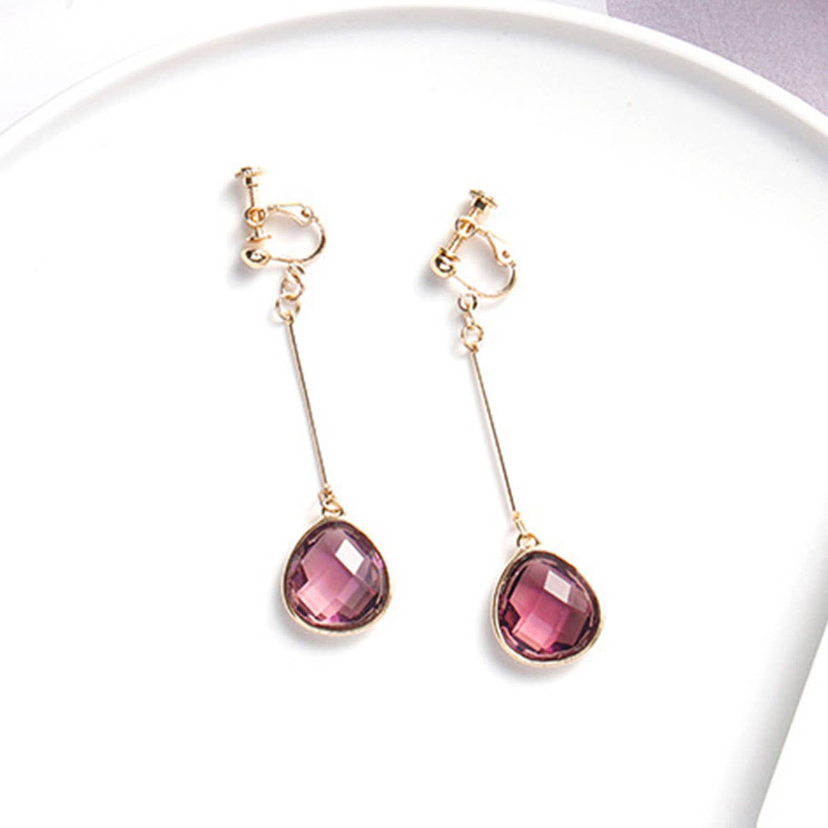 Purple simple and fresh floral stud earrings