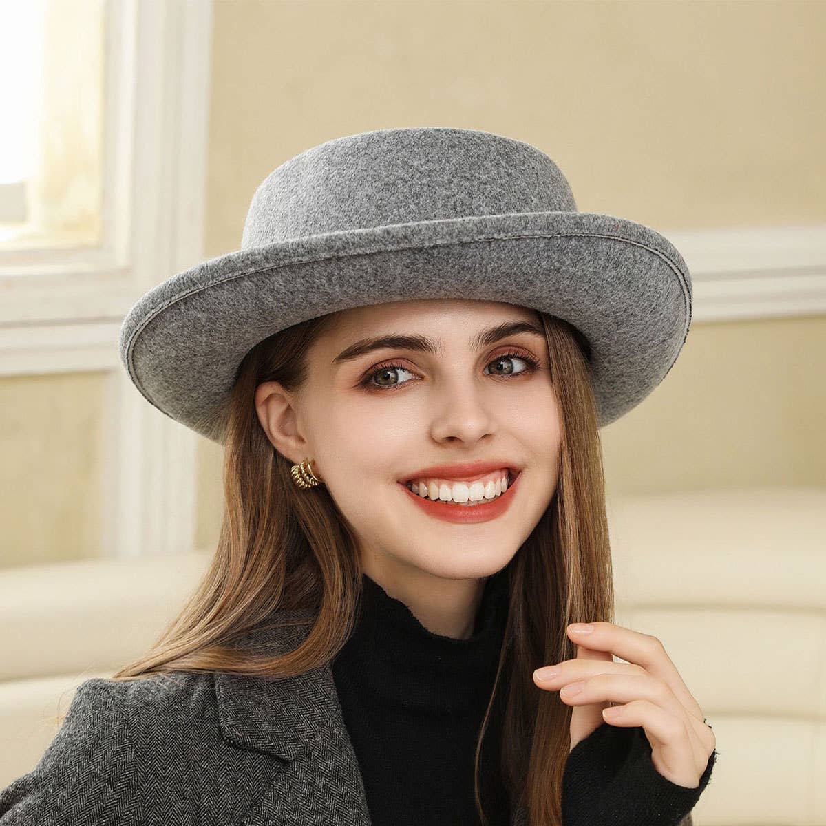 WOMEN'S VINTAGE WIDE-BRIMMED FEDORA FASHION HAT_CWAH1974