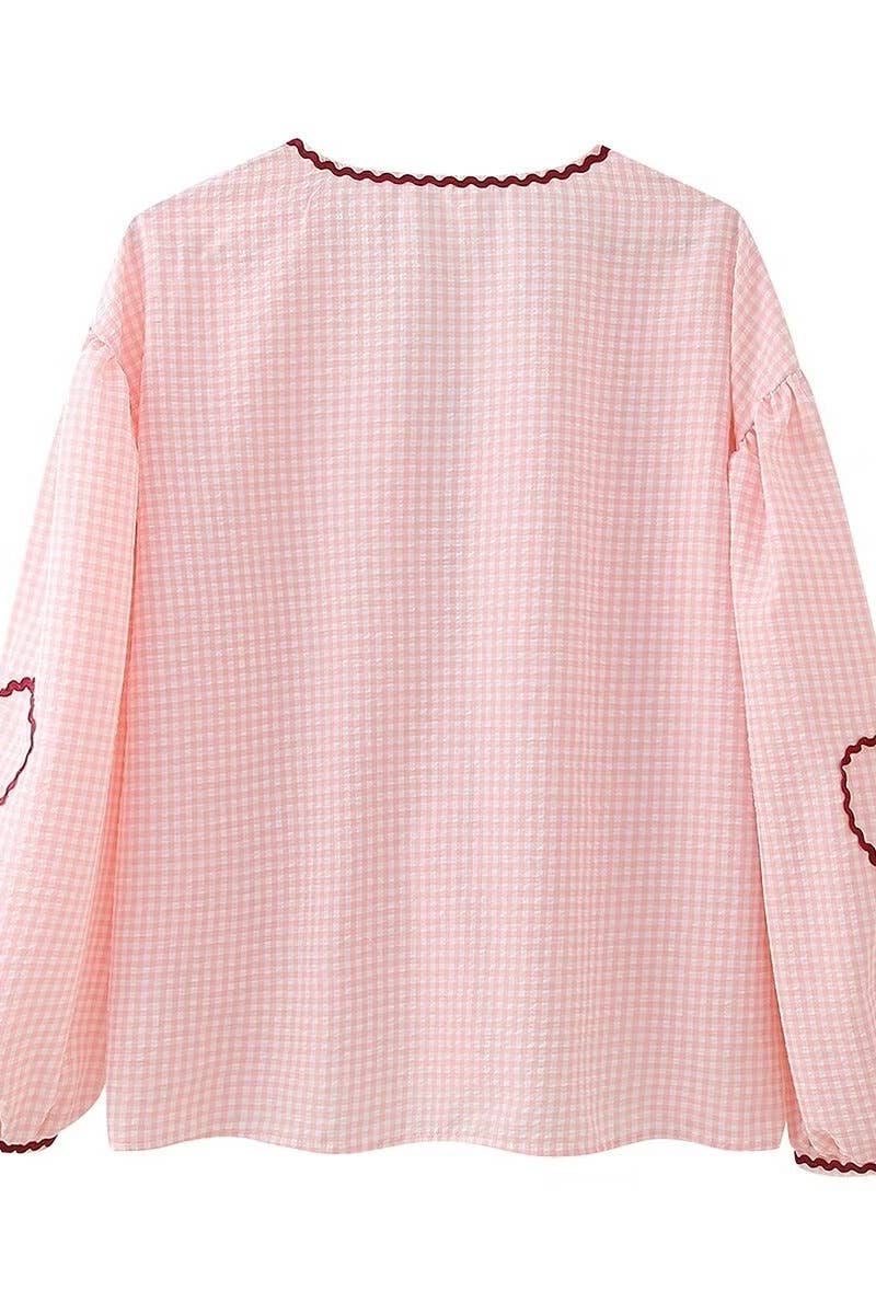 CWOCO0901_AUTUMN V-NECK LONG SLEEVE SHIRT WITH LOVE POCKET