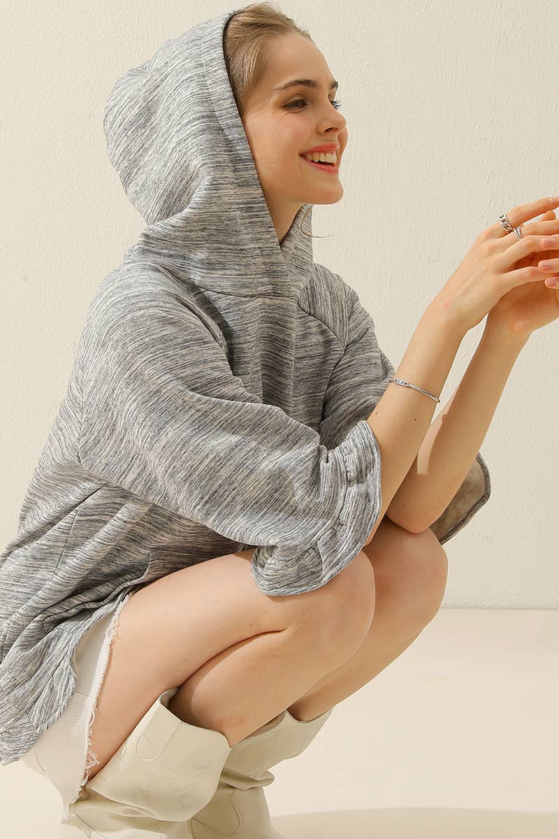 CWOHOL425-P_PLUS SIZE 3/4 SLEEVE HOODIE SWEATSHIRT