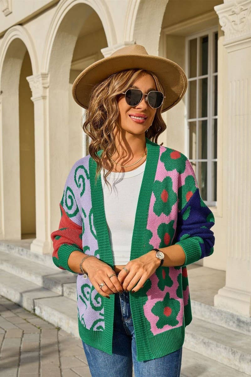 CWOCAL00804_HEAVY COLOR CASUAL KNIT CARDIGAN