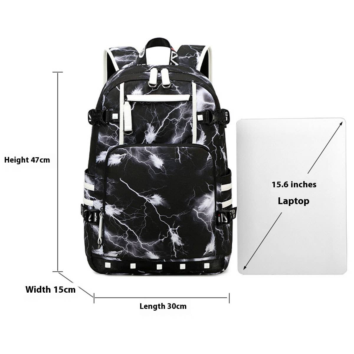 Lightning Print Backpacks for School Teen Boys_CWAB5374