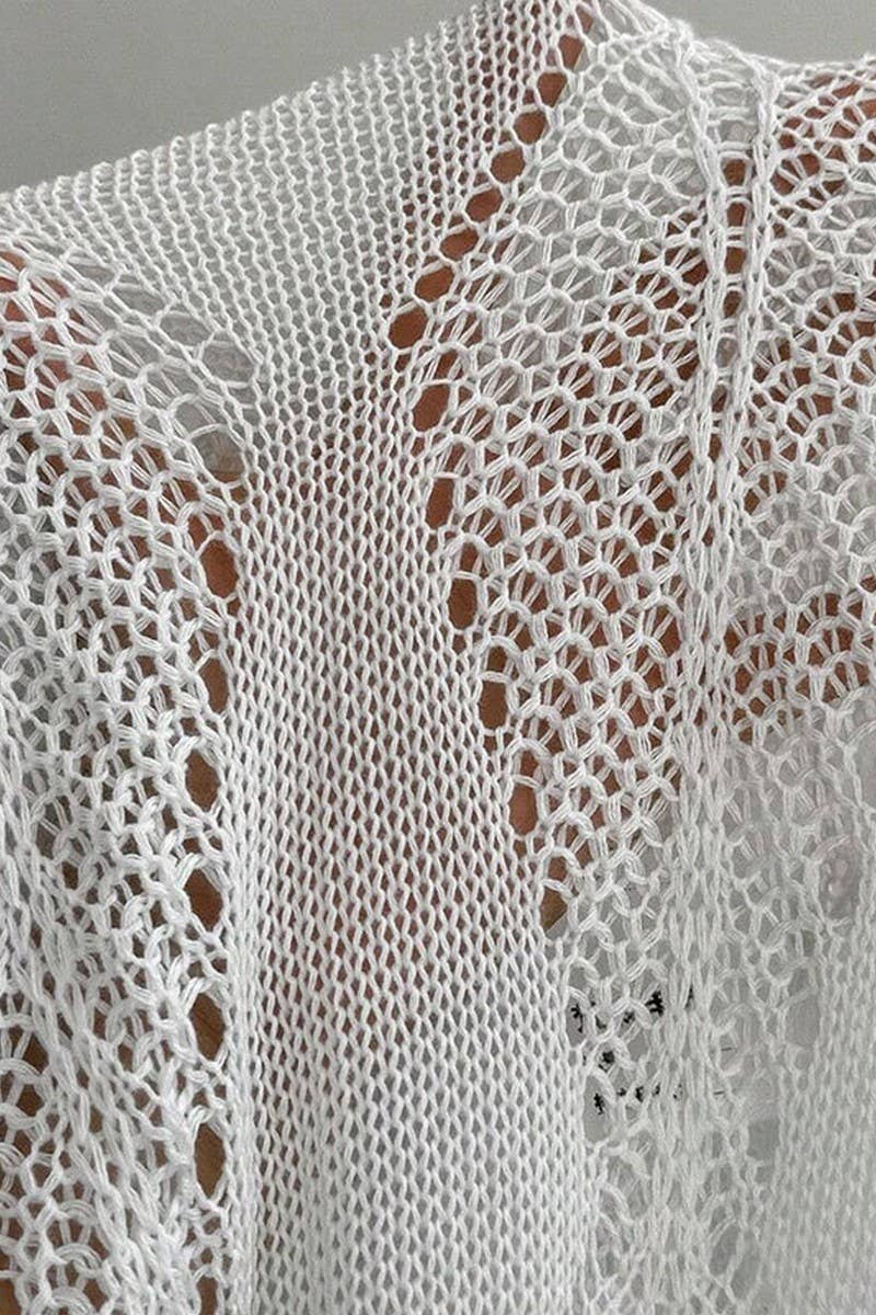 CWDMD4737_KNITTED HOLLOW SUSPENDER BIKINI COVER UP DRESS