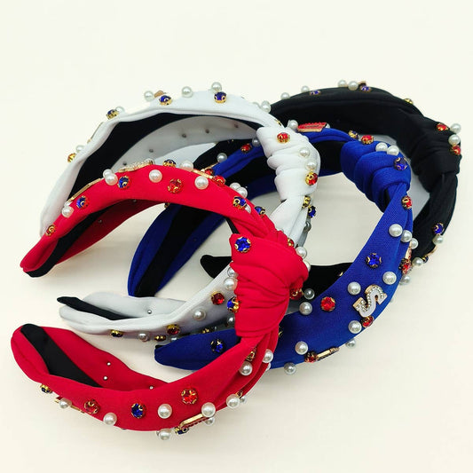 INDEPENDENCE DAY DIAMOND LETTERED PEARL HEADBAND_CWAHA1257