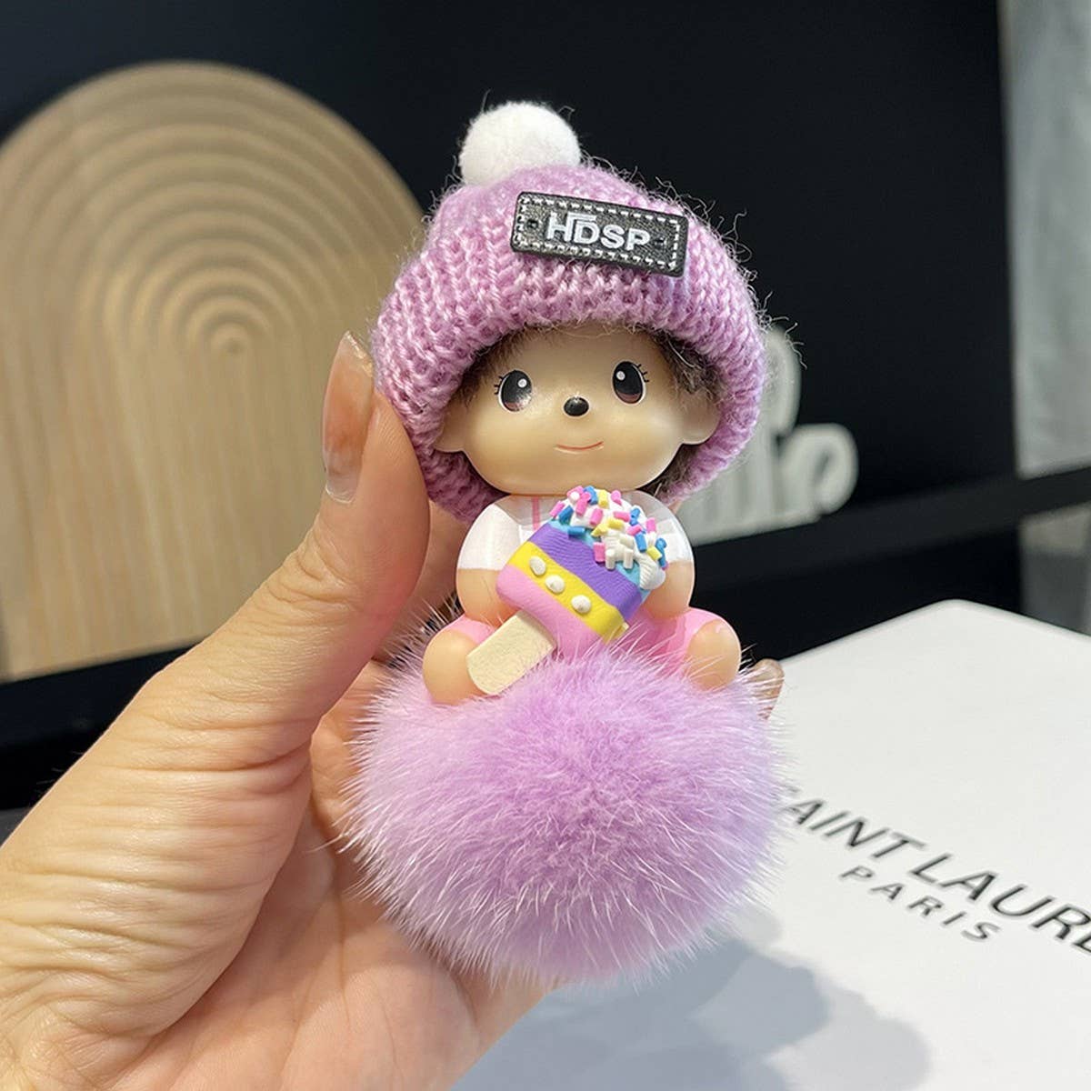 CUTE CARTOON MONCHHICHI CAR KEYCHAIN PENDANT