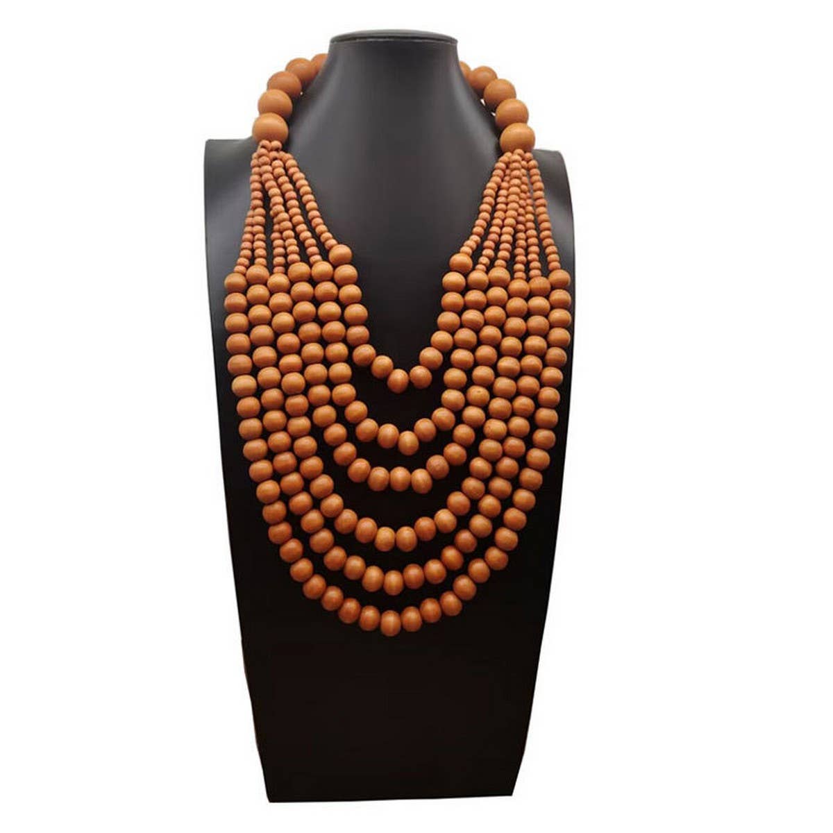 MULTI-LAYER WOODEN BEAD TASSEL SWEATER CHAIN