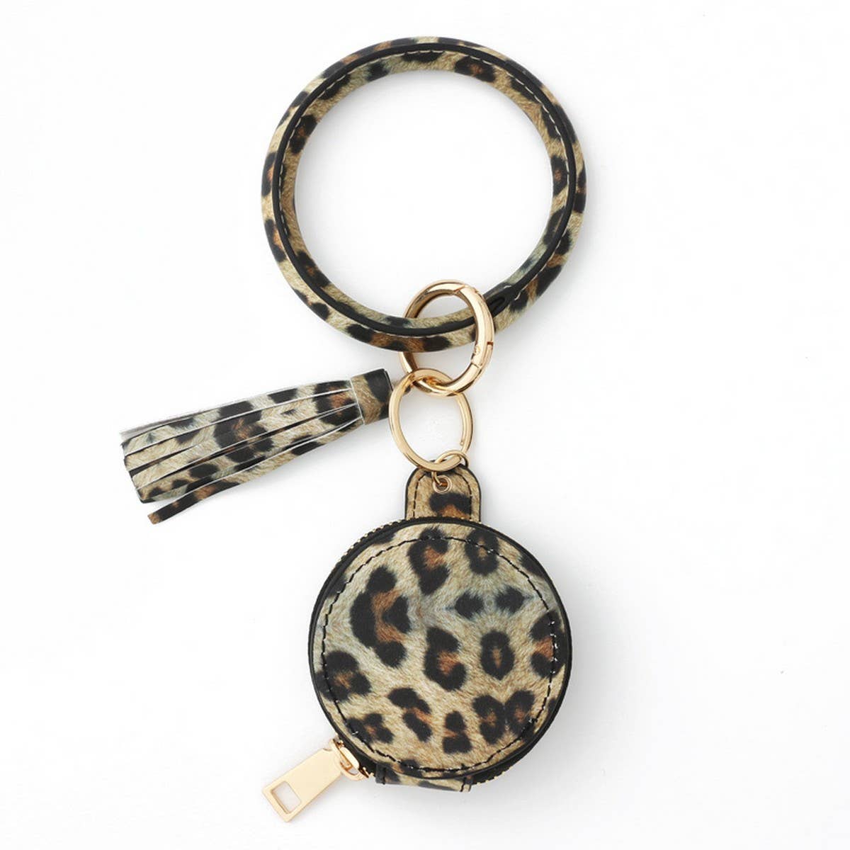 PU Leather Round Wristlet with Mirror & Pouch_CWMM7021