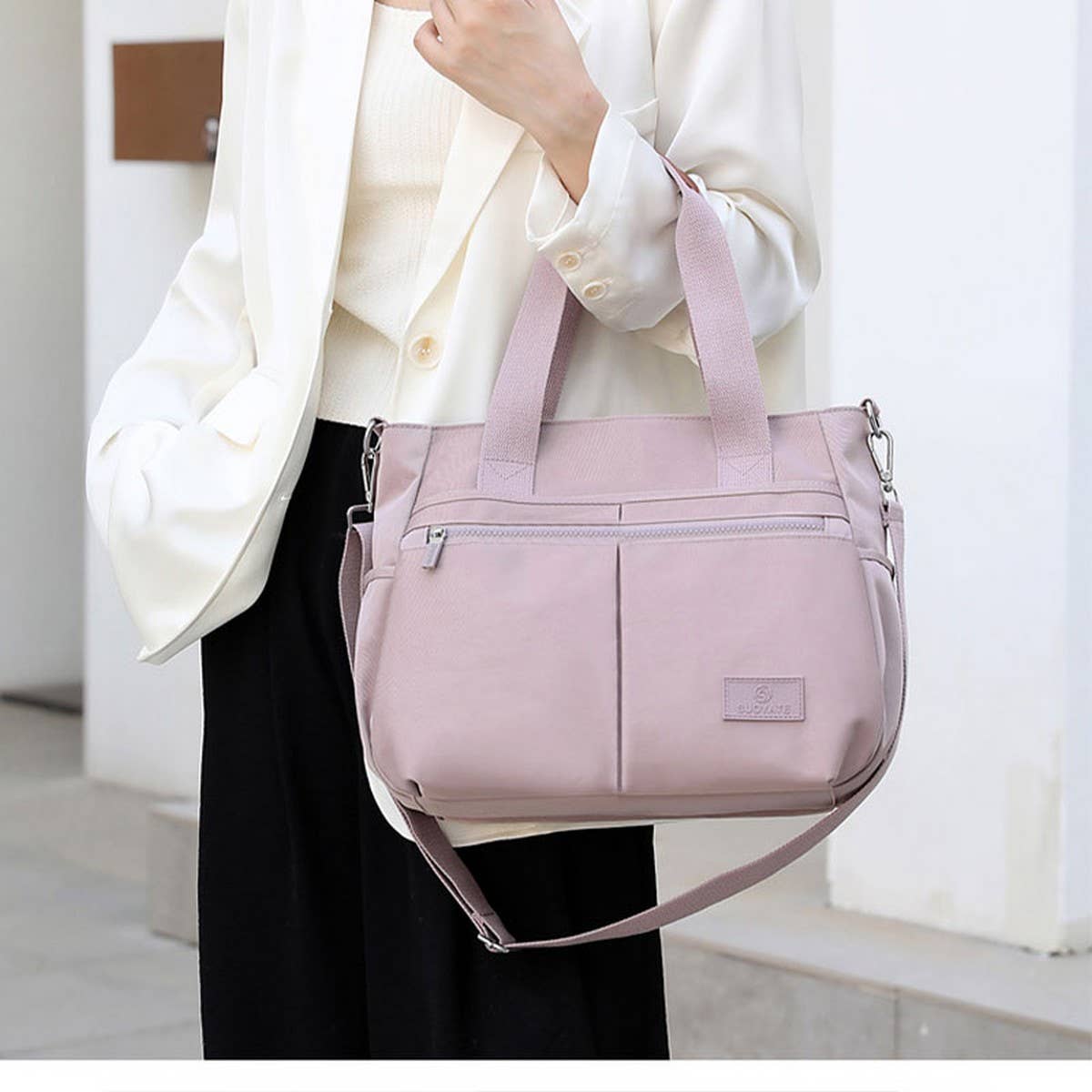 FASHION SOLID COLOR HANDBAG SHOULDER MESSENGER BAG_CWAB3445