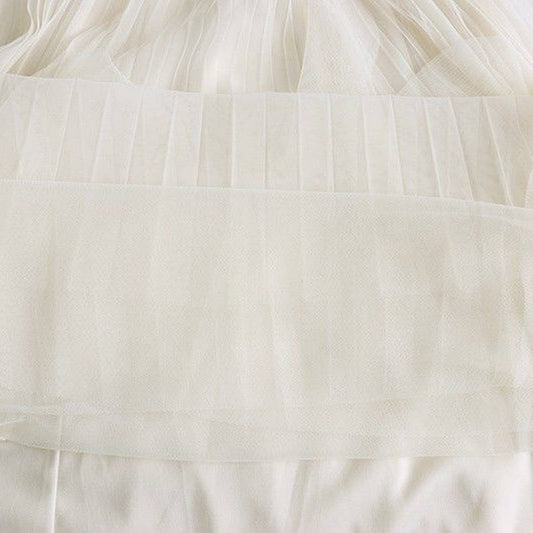 TULLE SKIRT MID-LENGTH HIGH WAIST PLEATED SKIRT