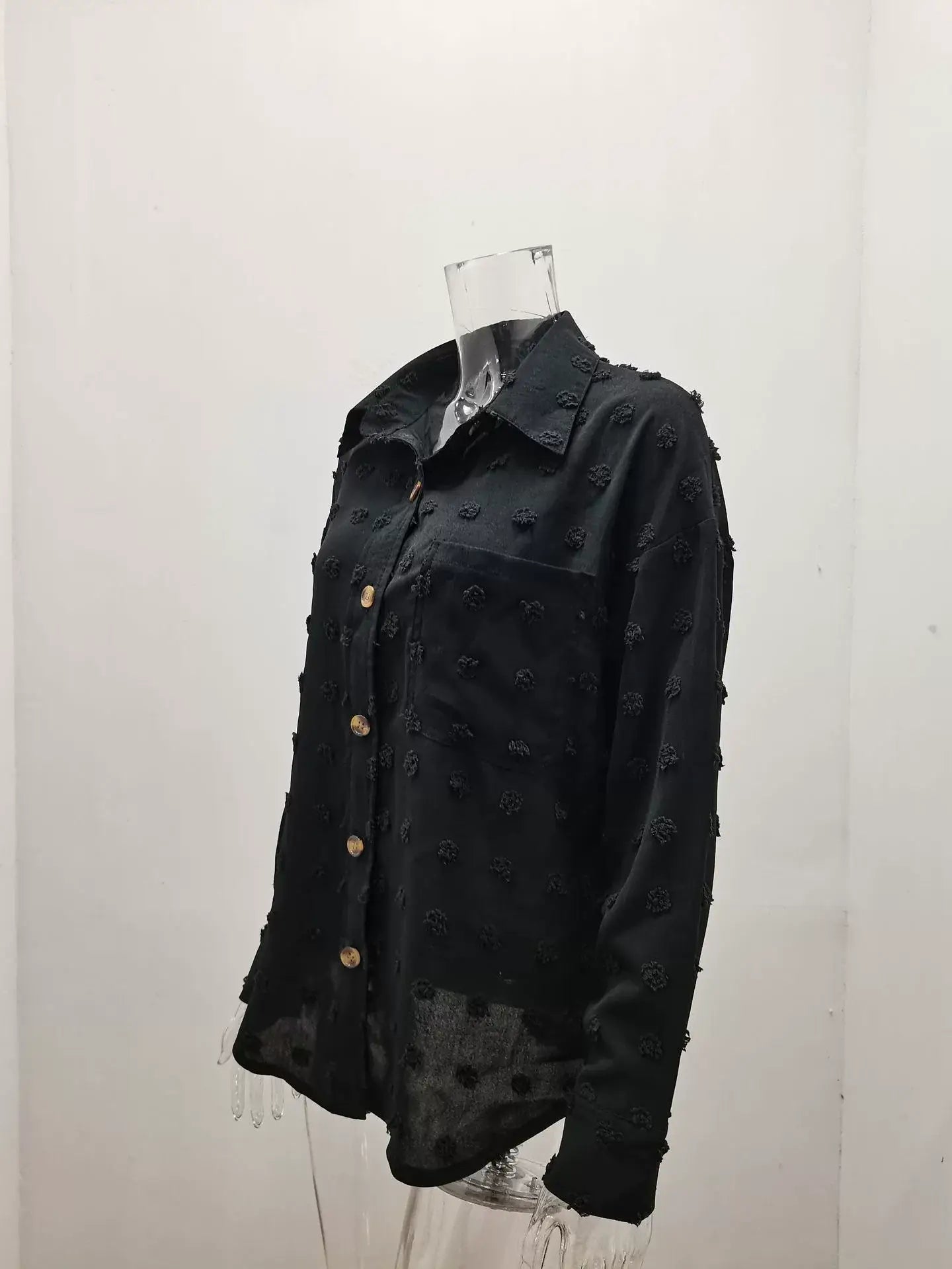 SOLID COLOR CHIFFON JACQUARD BREASTED SHIRT