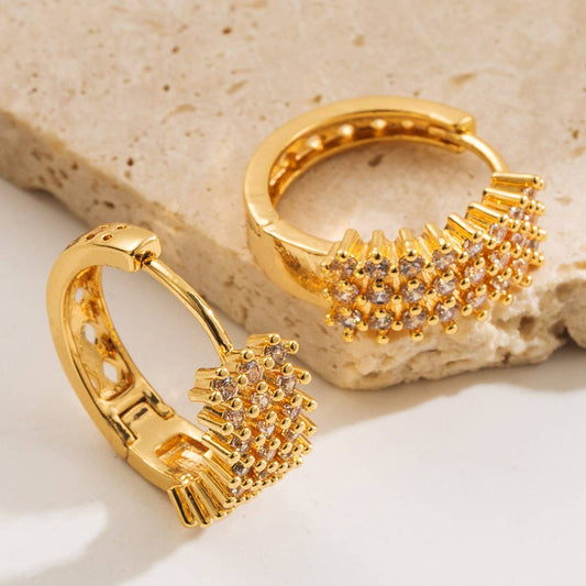 Gold-Plated CZ Hoop Earrings Women¡¯s Chic Style