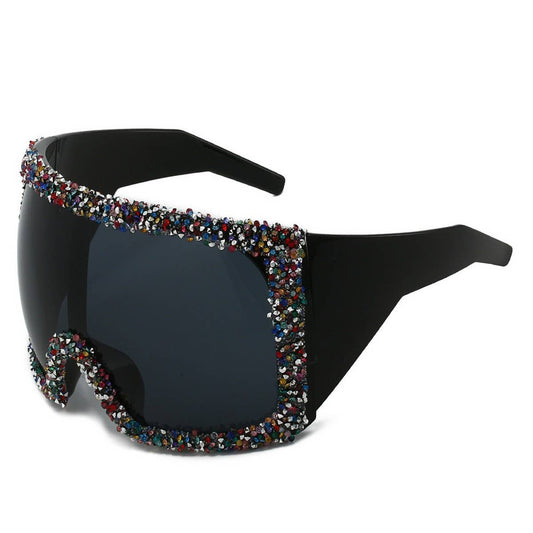 LARGE FRAME MASK LUXURY RHINESTONE SUNGLASSES