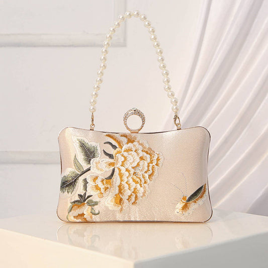 VINTAGE LADY SILK EMBROIDERED CLUTCH_CWAB2483