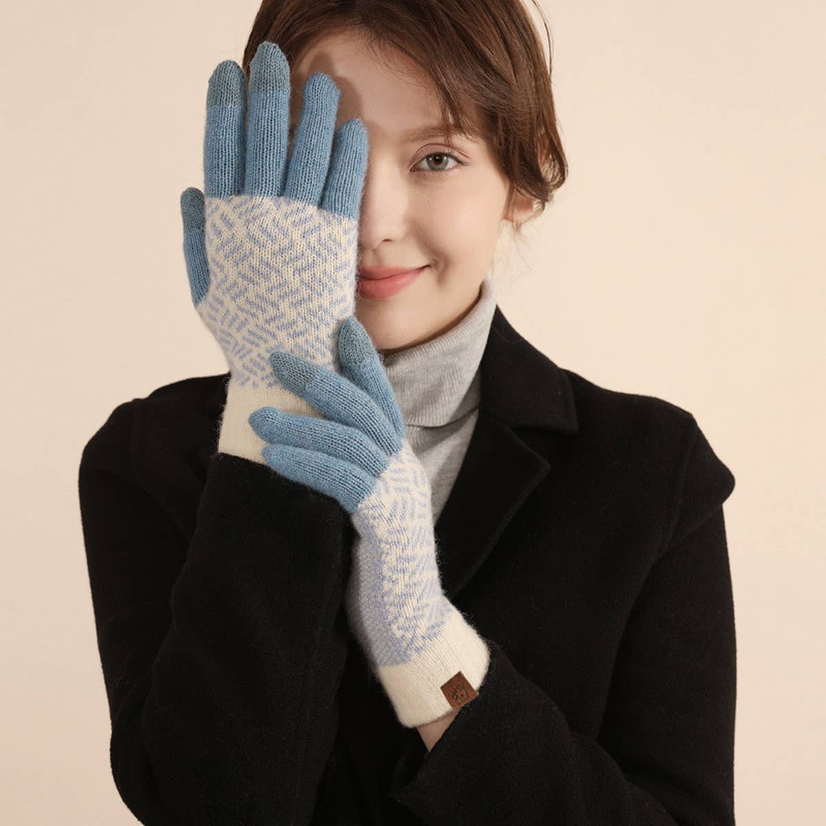 WOMEN'S JACQUARD TOUCH SCREEN FINGERLESS GLOVES_CWAG0416